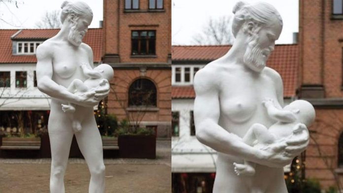 丹麥：昔「女性博物館」前的鬍子裸男餵奶雕像引爆爭議